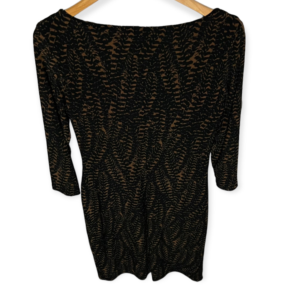 Lauren Ralph Lauren Women's Black & Brown Print Cowl Neck Ruched Side Dress Sz 8 - Picture 7 of 11